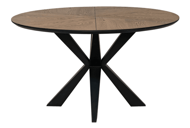 Round parq. dining table with swiss spider leg