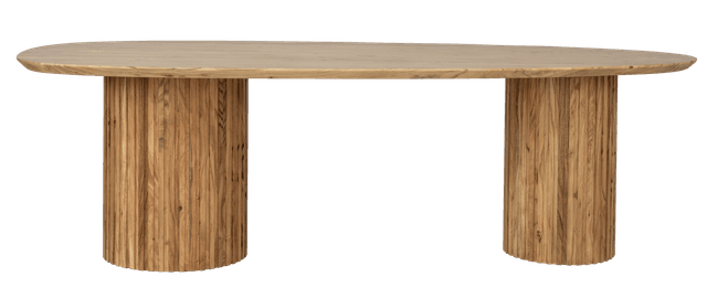 Organic wooden dining table with round strip legs
