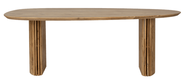 Organic dining table with wooden strip D-leg