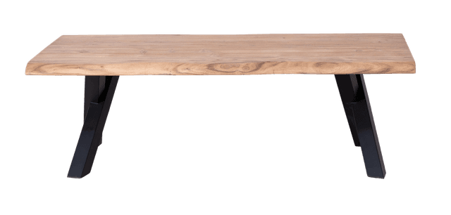 Live edge coffee table with tilted x-leg