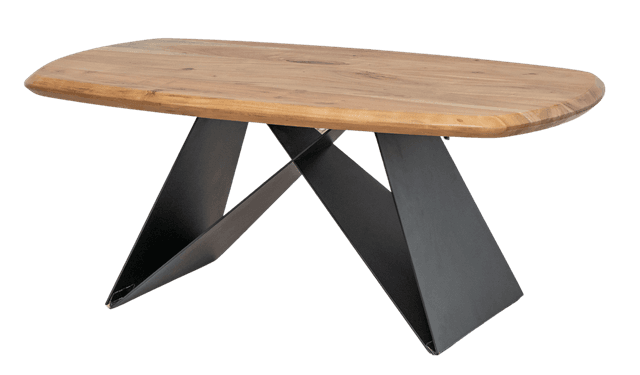 Double swiss edge danish coffee table with iron sheet leg