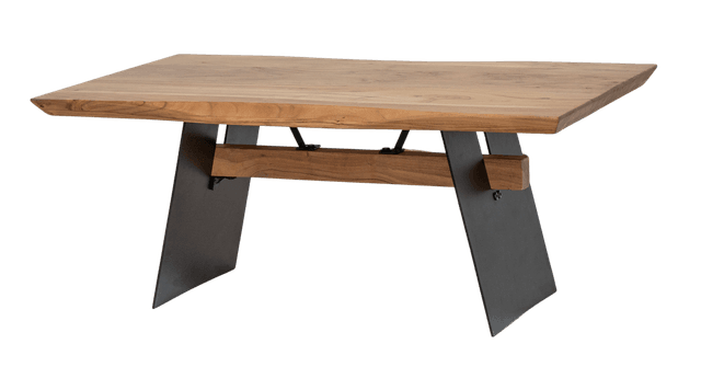 Coffee table with sheet leg & wooden beam 
