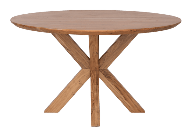 Round dining table with wooden spider leg