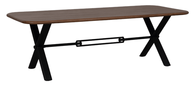 Round edge dining table with X-leg with connecting support (Capsule tube 10x5)