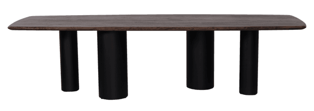 Danish oval double swiss edge dining table with cylindrical leg
