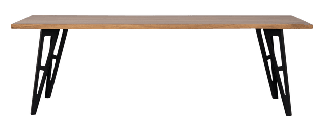 Straight edge dining table with metal taper leg