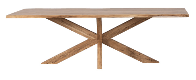 Live edge dining table with wooden spider leg