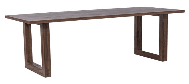 Straight edge dining table with wooden u-leg